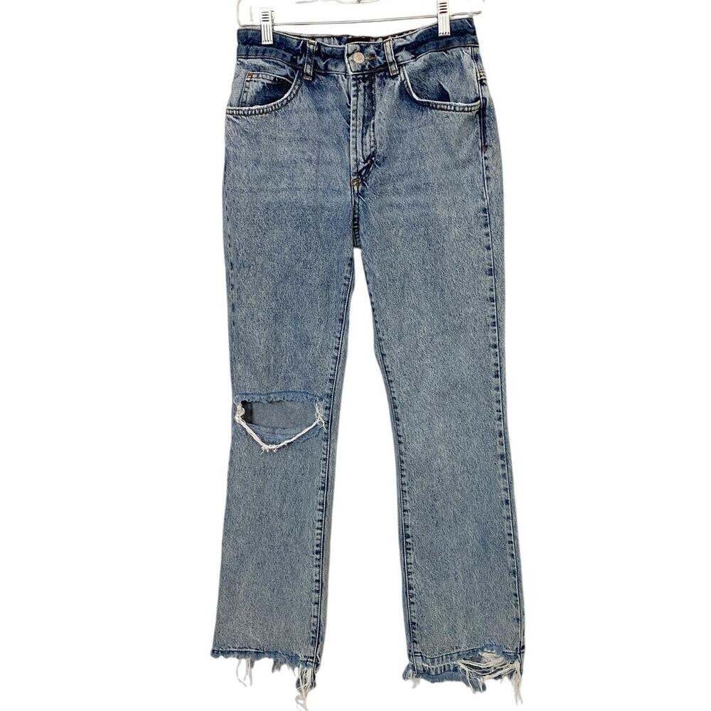BDG Urban Outfitters High Rise Straight Leg Acid Wash Distressed Jeans Size 26